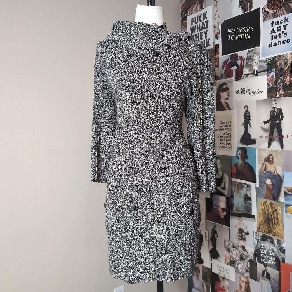 Marl Knit Cowl Neck Sweater Y2k Dress